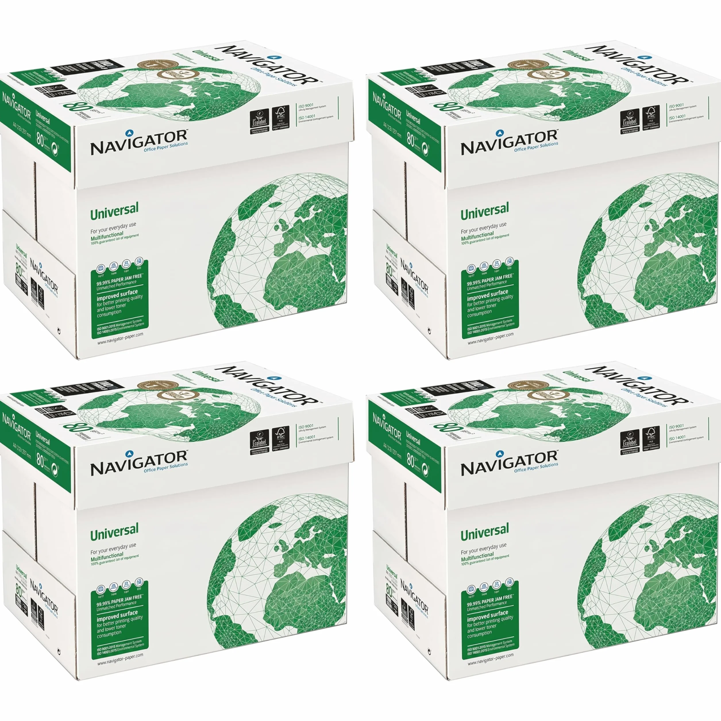 Navigator Universal Carta Premium per ufficio, Formato A4, 80 gr, Confezione da 20 risme da 500 Fogli