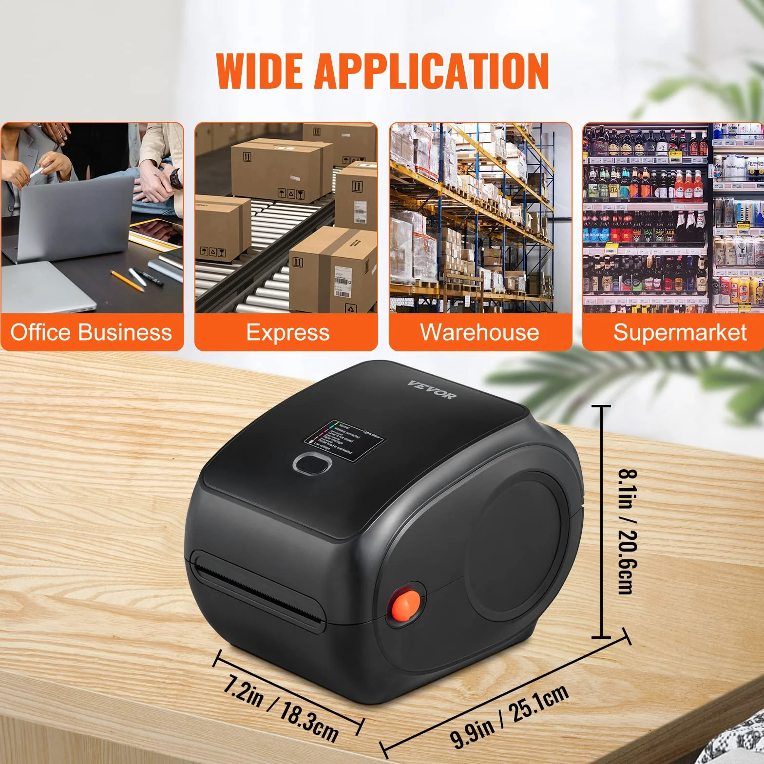 VEVOR Bluetooth Stampante Termica, Stampante per Etichette Edesive 4x6, Etichettatrice Termica Compatibile a Windows/MAC OS/Linux/Chromebook, Supporta DHL, USPS, FedEx, Shopify, Ebay, Amazon ecc.