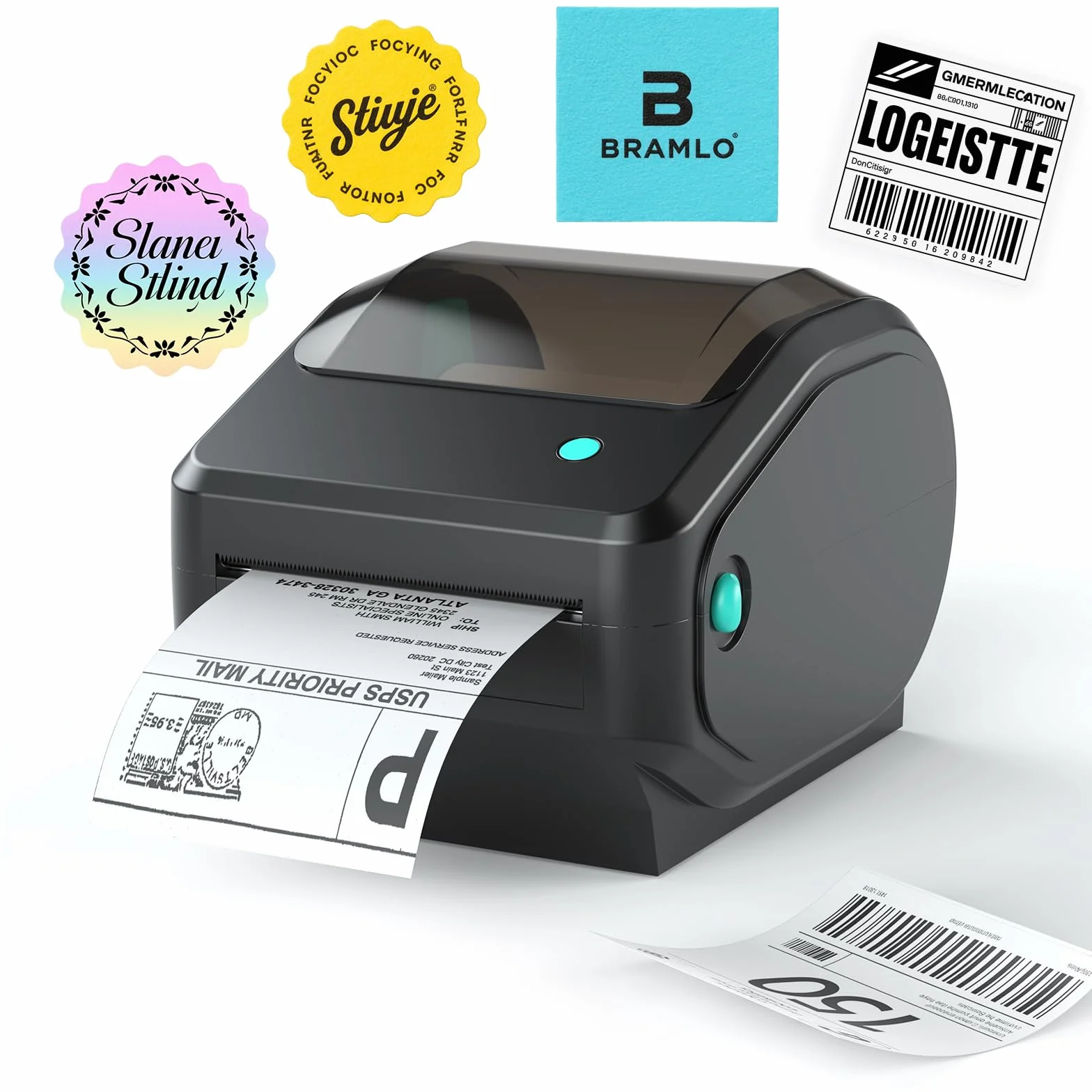 Bisofice Stampante Termica Etichette Bluetooth, Stampante Etichette 4x6 di Spedizione e Postali, per Amazon, Shopify, UPS, DHL, DPD (Adatto etichette 30-110 mm, Velocità stampa 152 mm/s)