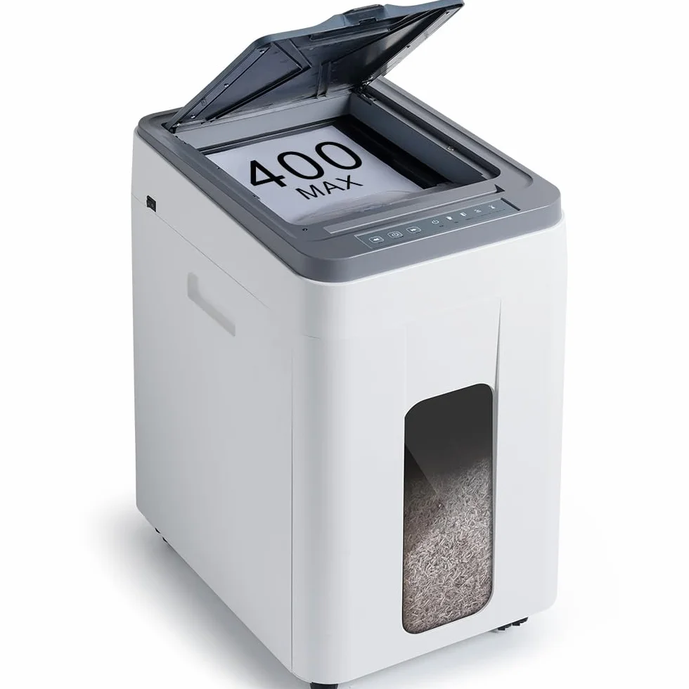 Distruggi Documenti Automatico Professionale: P5 Microframmenti 400 Fogli Cestino 50L Credito Carte Tritadocumenti Non-stop per Casa Ufficio Medico Scuola Cartelle Cliniche
