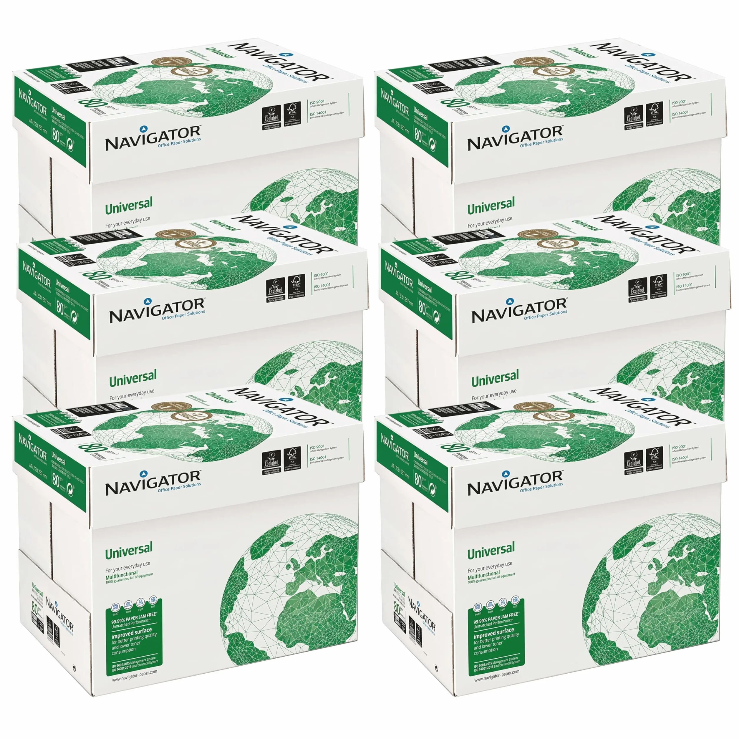 Navigator Universal Carta Premium per ufficio, Formato A4, 80 gr, Confezione da 30 risme da 500 Fogli