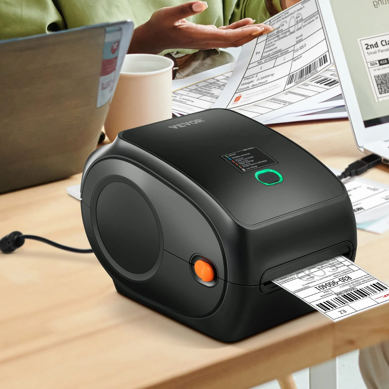 VEVOR Bluetooth Stampante Termica, Stampante per Etichette Edesive 4x6, Etichettatrice Termica Compatibile a Windows/MAC OS/Linux/Chromebook, Supporta DHL, USPS, FedEx, Shopify, Ebay, Amazon ecc.