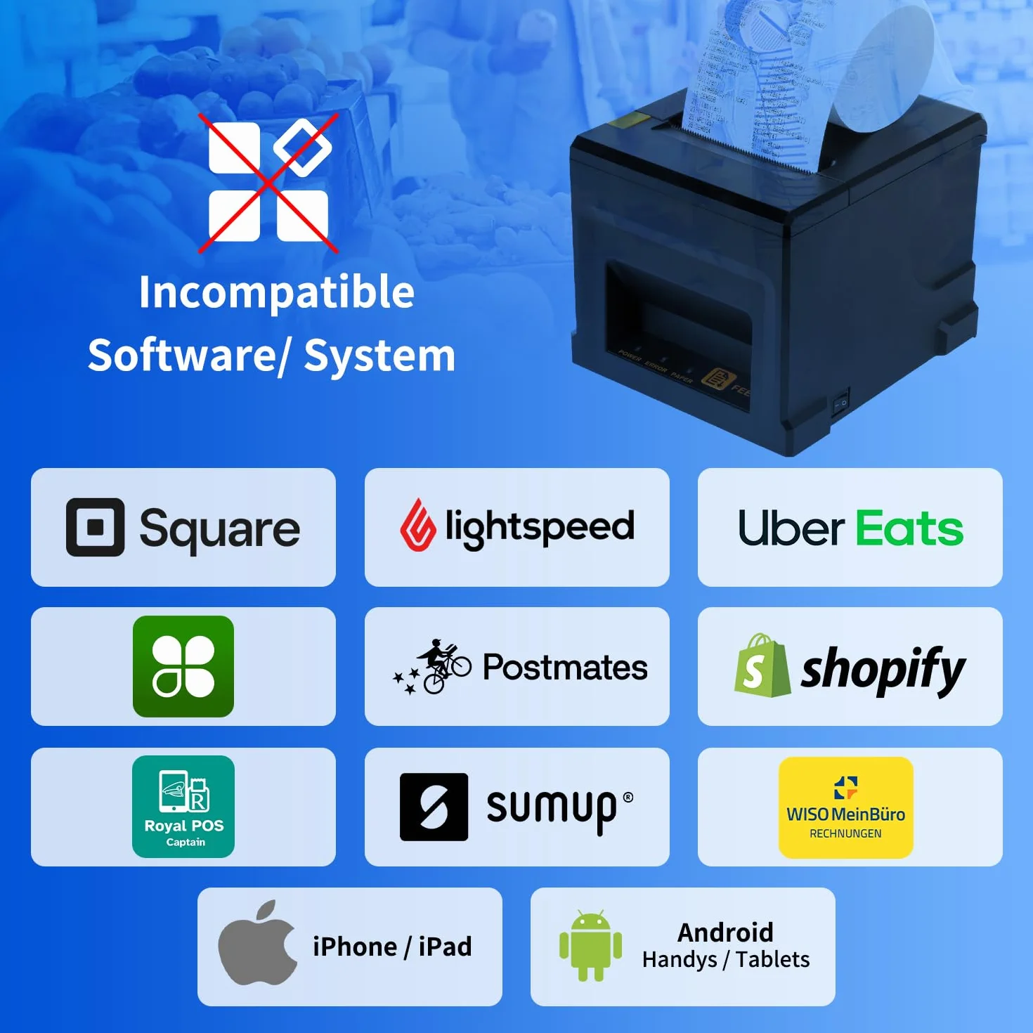 NetumScan Stampante termica per ricevute POS da 80 mm 300 mm/s Stampante termica per ricevute con cassetto automatico per contanti, interfaccia Ethernet USB, supporto Windows/Mac/Linux, stampante da
